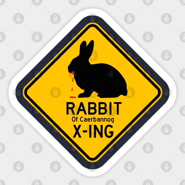 Rabbit of Caerbannog Crossing Sticker by joefixit2